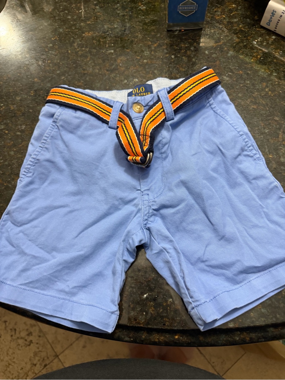 Polo by Ralph Lauren Light Blue Kids Shorts with Striped Belt